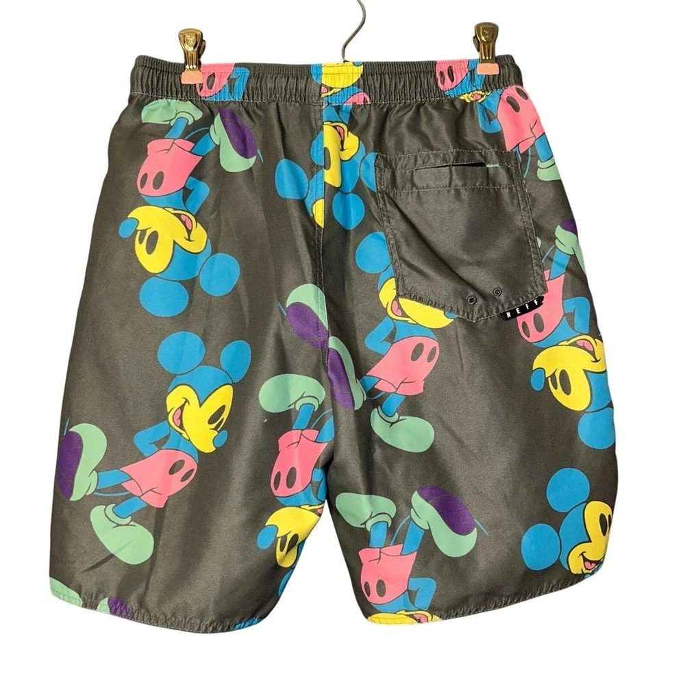 Mens Neff Disney Mickey Mouse Psychedelic Swim Board Short Size Small Pockets